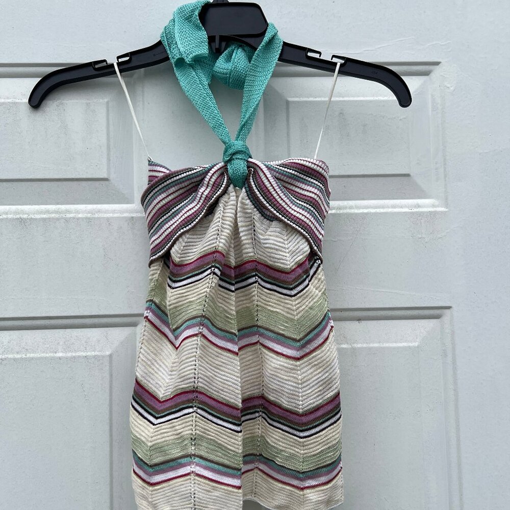 Rare Missoni Chevron Zig Zag Knit Tie Neck Italian Luxury Halter Top Size 4